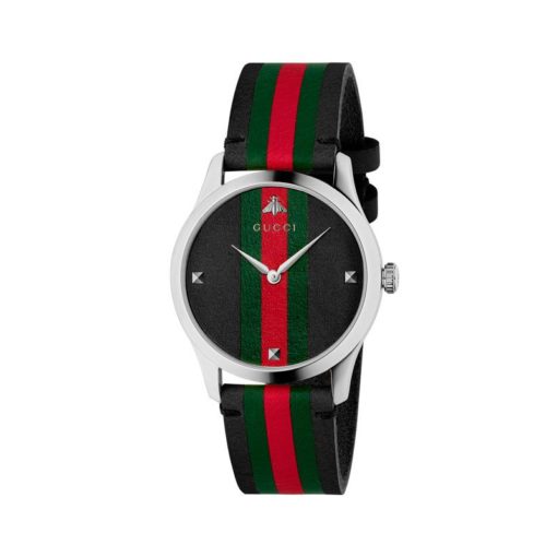 steel case / black leather dial with green - red - green motiv / black leather strap with green - red - green motiv