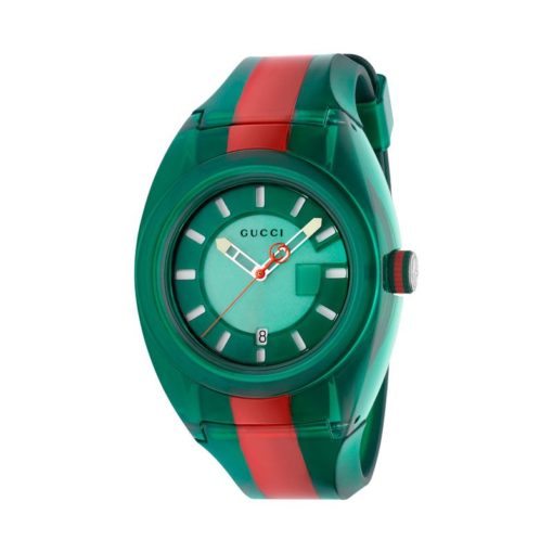 137 xxl transparent green-red-green nylon case / green super luminous dial / transparent green-red-green rubber strap